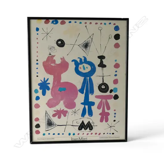 JOAN MIRO, FRAMED POSTER PRINT KREFELD KAISER WILHELM MUSEUM, fading 485x380mm