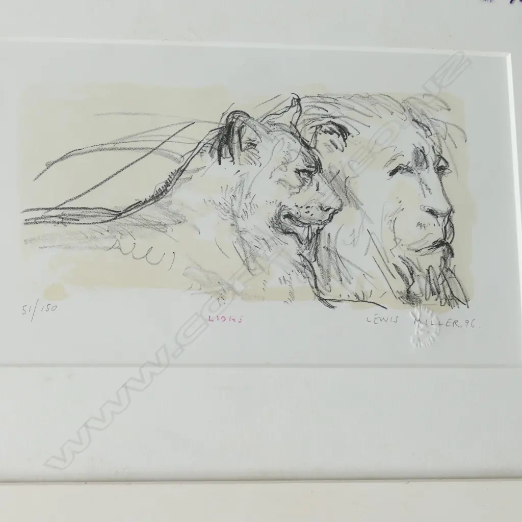 3 PRINTS; CLAUDIA POND EYLEY 19/155 230x125mm, NIGEL BROWN 'HAPPY SHIP' '96 104/150, LEWIS MILLER 'LIONS' '96 51/150 Image 1++