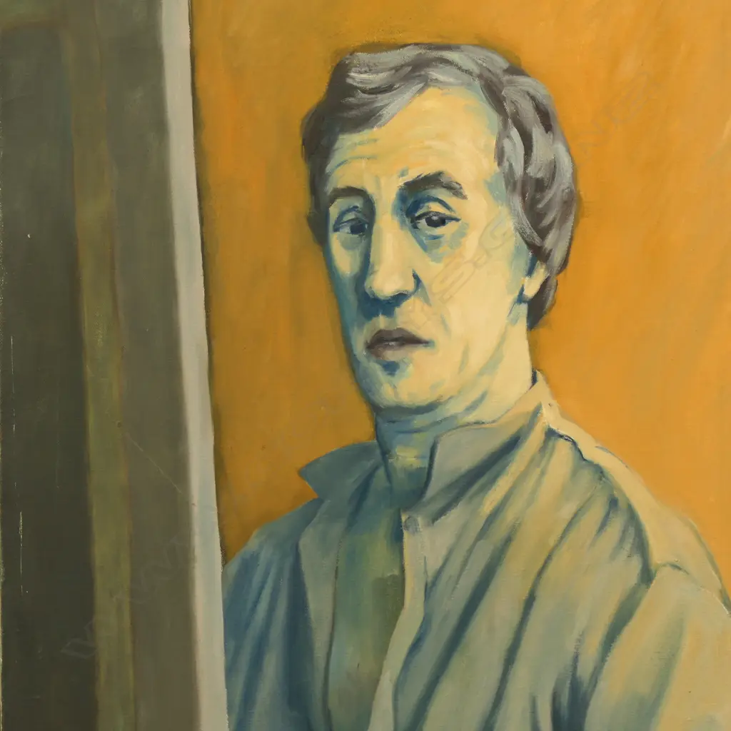 ROGER STAPLES, SELF PORTRAIT, ACRYLIC ON CANVAS, SIGNED & DATED 1981 765x640mm Image 1++