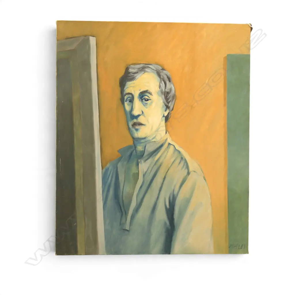 ROGER STAPLES, SELF PORTRAIT, ACRYLIC ON CANVAS, SIGNED & DATED 1981 765x640mm Image 1++