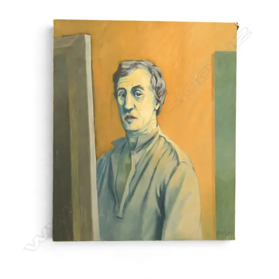 ROGER STAPLES, SELF PORTRAIT, ACRYLIC ON CANVAS, SIGNED & DATED 1981 765x640mm