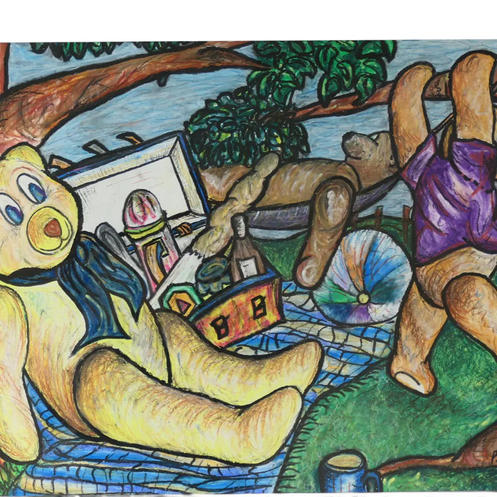 P JAMES, TEDDY BEAR'S PICNIC, PASTEL, SIGNED, 410 X 585MM Image 1++