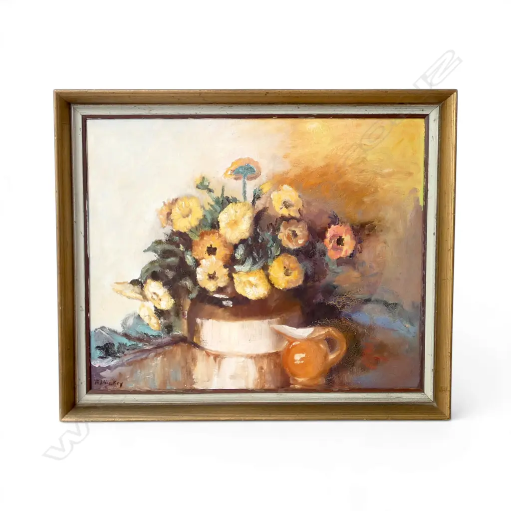 R. J HICKEY, FLORAL STILL LIFE, OIL ON BOARD, SIGNED, 405 X 495MM Image 1++