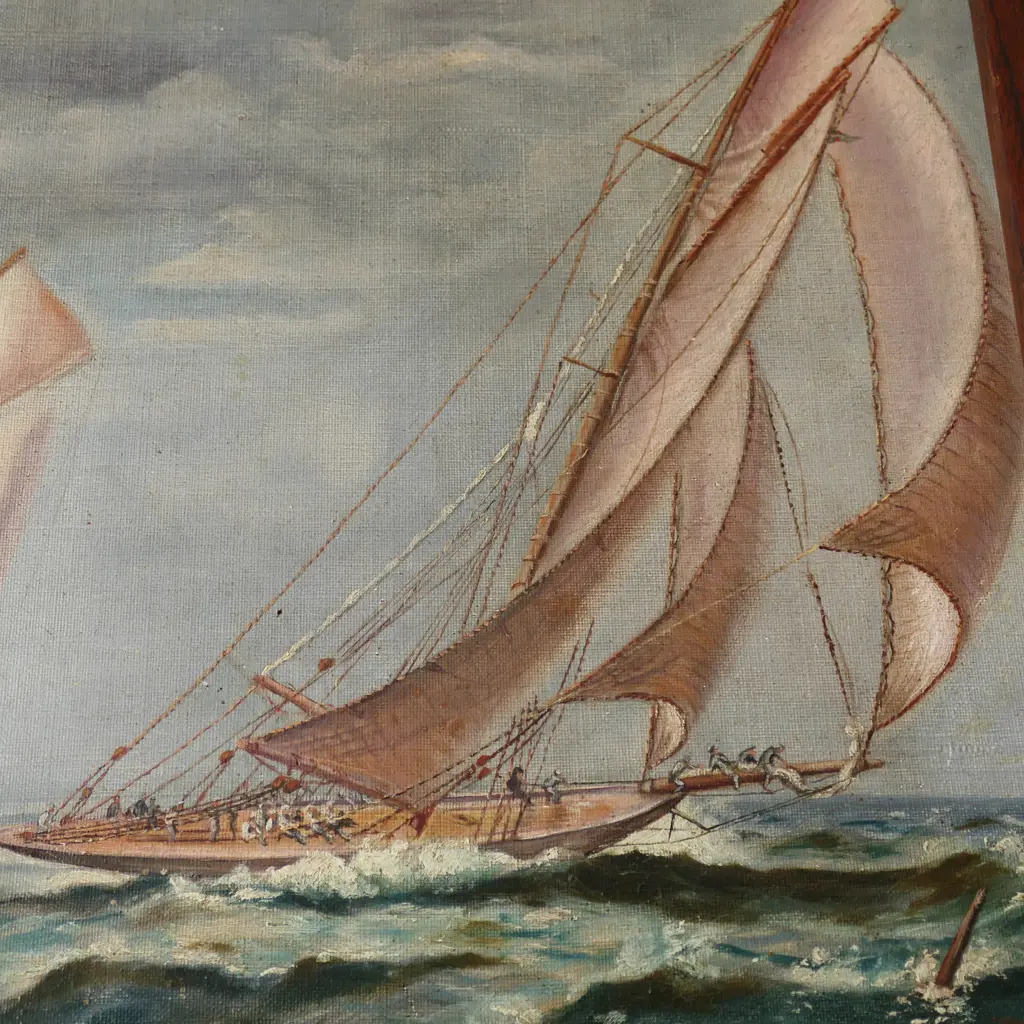 3 ARTWORKS; MAURICE FORESTER 'EMERALDA' ACRYLIC ON BOARD 1983 440x595mm, SAILBOATS, ORIENTAL SCENE 190x240mm Image 1++