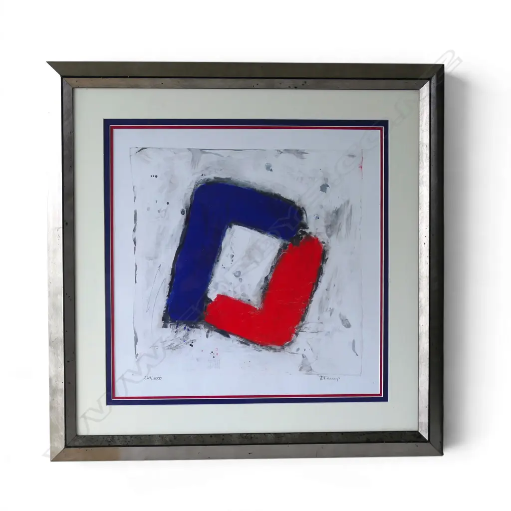 J. TEEUP, ABSTRACT, LITHOGRAPH 240/1000, 400 X 380MM & CONTEMPORARY ABSTRACT POSTER PRINT 450 X 450MM Image 1++
