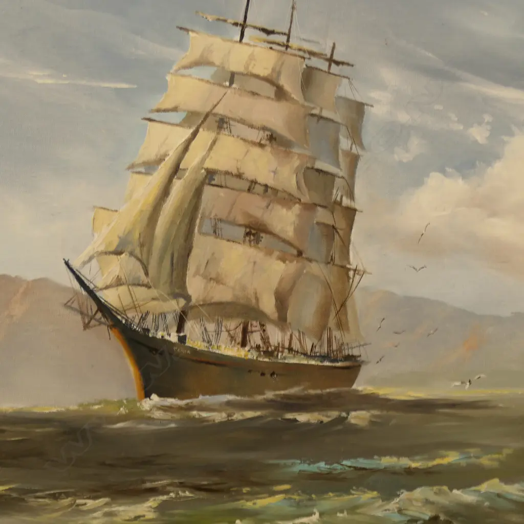 ROX PRESTNEY, SAILBOAT PAMIR, OIL ON BOARD, SIGNED & DATED '75 600x750mm Image 1++