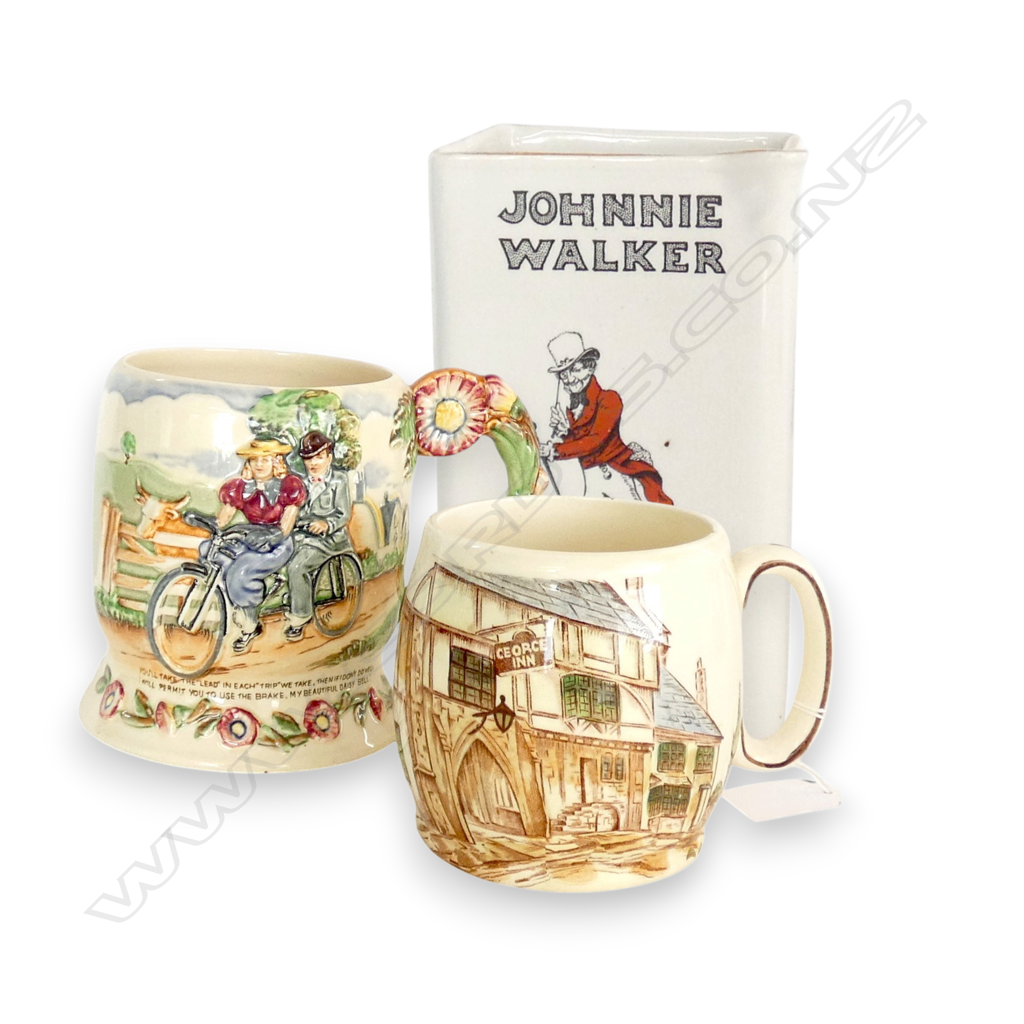 CROWN DEVON MUSICAL MUG H130MM WHISKEY JUG H150MM  & ANOTHER MUG Image 1++