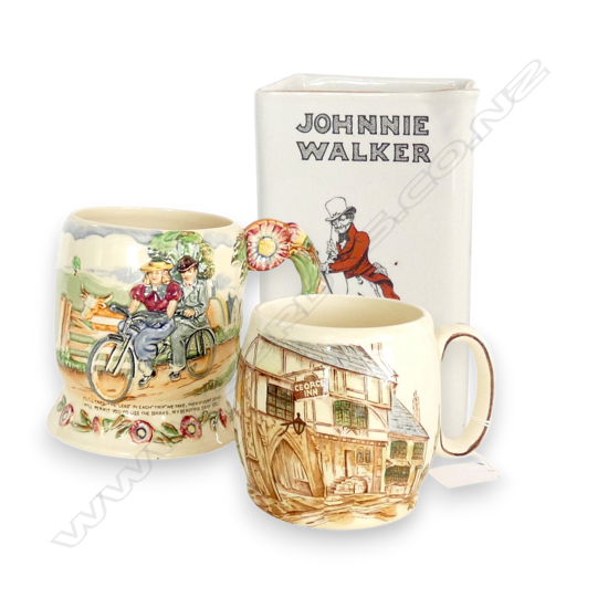 CROWN DEVON MUSICAL MUG H130MM WHISKEY JUG H150MM  & ANOTHER MUG