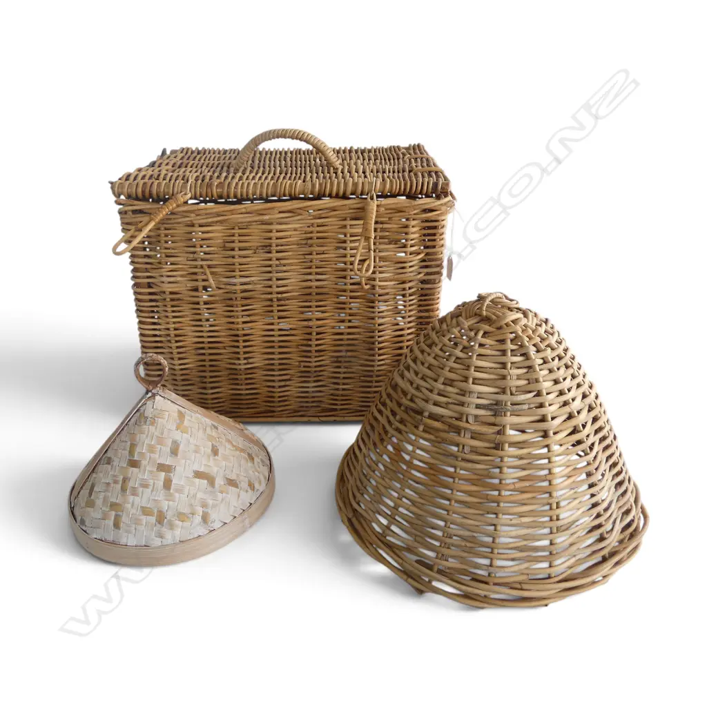 WILLOW BASKET + 2 WOVEN CLOCHES W.480mm Image 1++