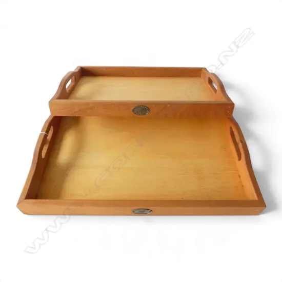 2 WOODEN TRAYS W.610mm