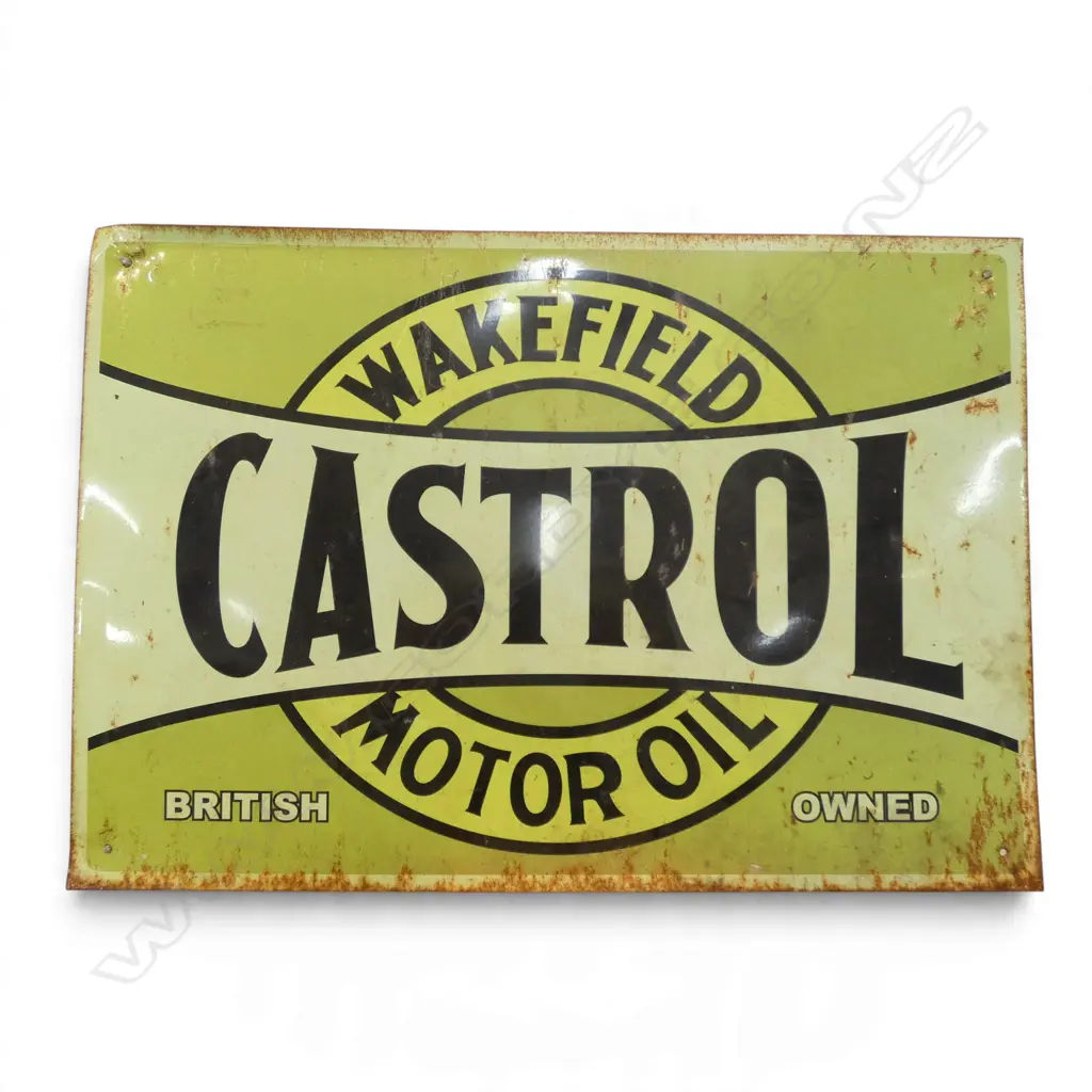 REPRO CASTROL MOTOR OIL SIGN aged patina 290x420mm Image 1++