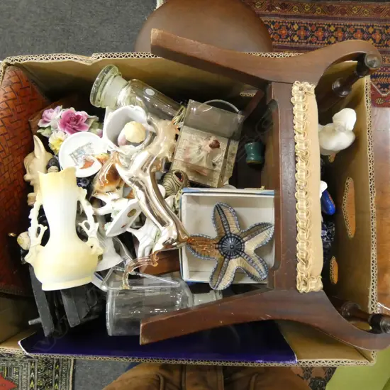 ASST. B/W CHINA (BURLEIGH CALICO) ETC, DOLL STOOL ETC