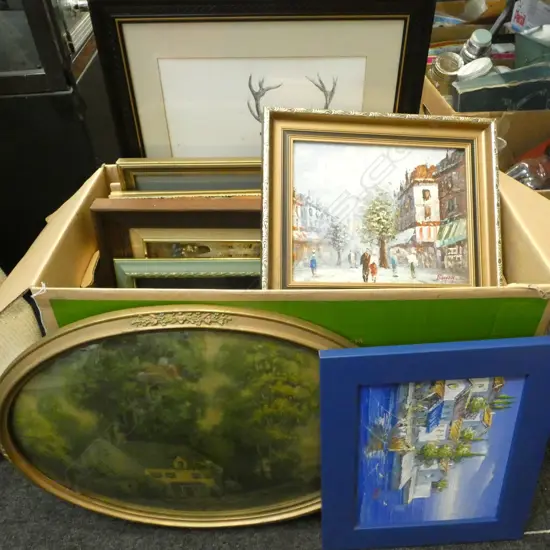 ASST. ARTWORKS INCL. PRINT w. CONVEX GLASS FRAME 330x480mm