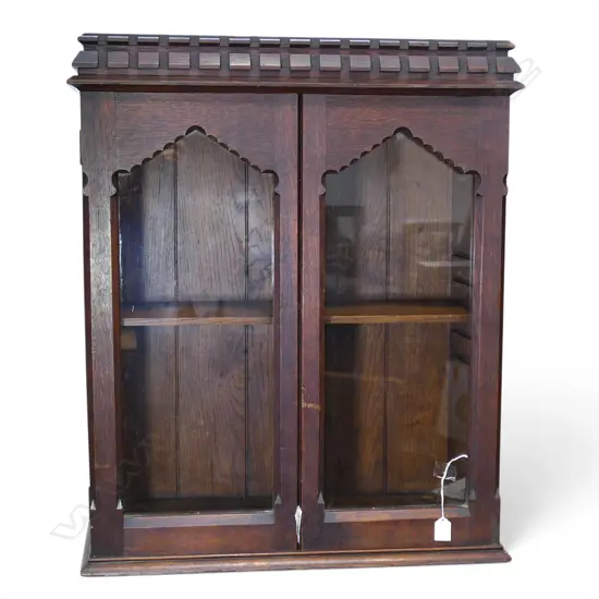 ANTIQUE OAK GOTHIC WALL CABINET 660x295x800mm