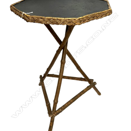 EARLY 20thC BAMBOO TRIPOD SIDE TABLE recent black painted top. H.700mm