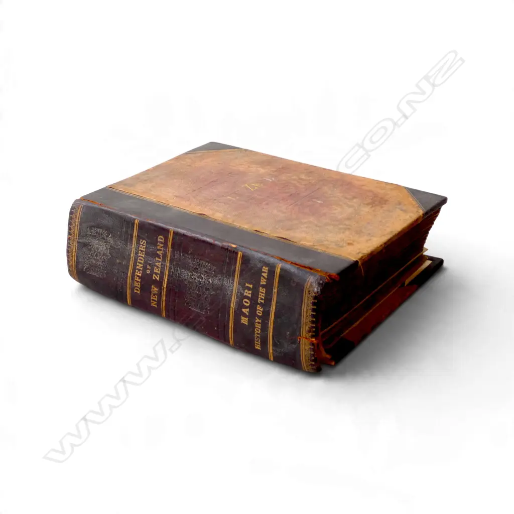 BOOK; 'DEFENDERS OF NEW ZEALAND AND MAORI HISTORY OF THE WAR' GUDGEON 1887 binding AF Image 1++