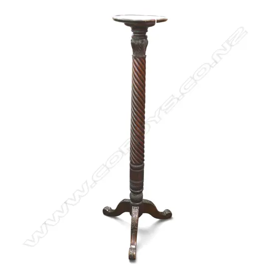 IMPRESSIVE BARLEY TWIST TORCHERE constructed from antique bed post H.1450mm