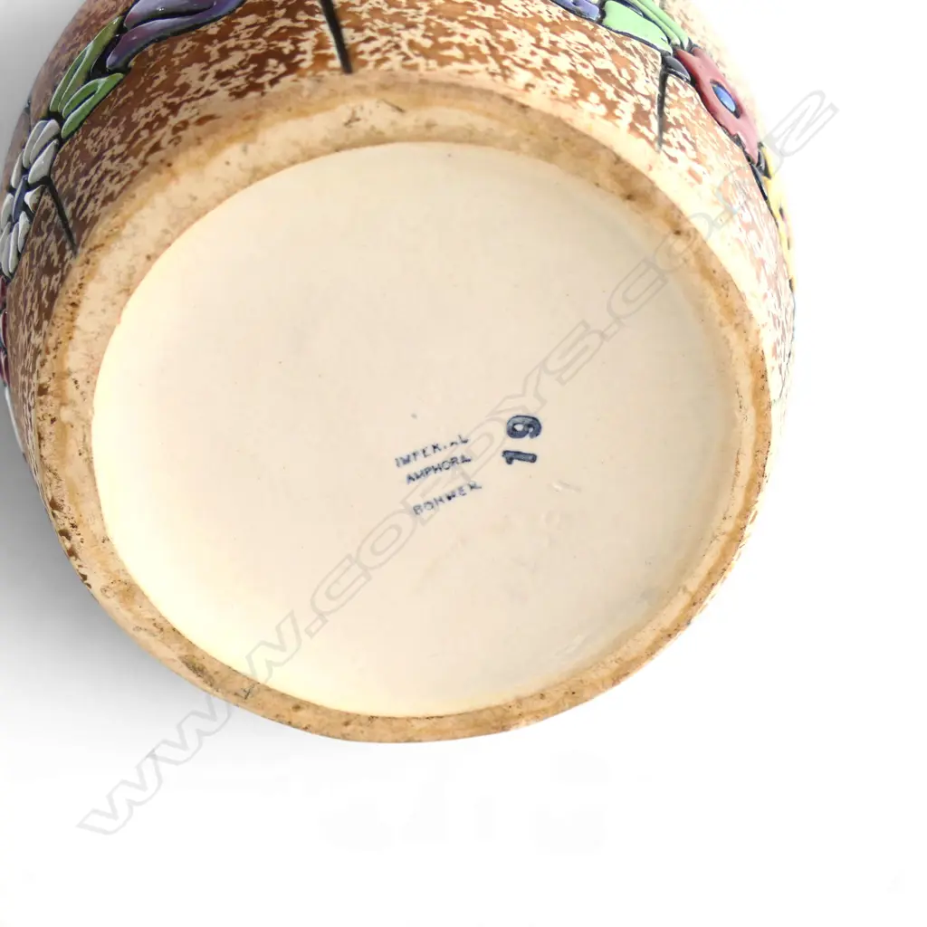 ART DECO BOHEMIAN CERAMIC CAMPINA AMPHORA VASE BY MAX VON JUNGWIRTH, STAMP TO BASE MODEL 19 (1910-1919),H.240MM Image 1++