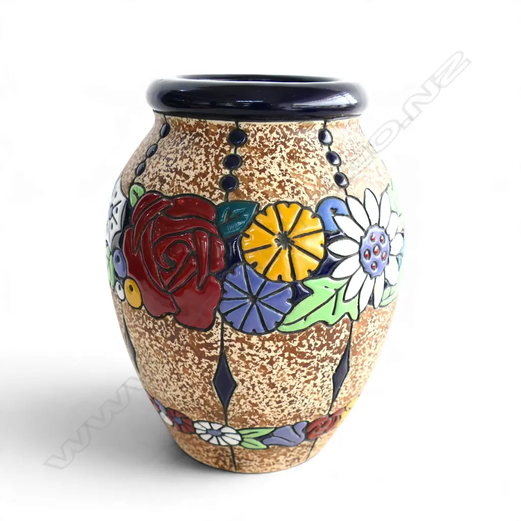 ART DECO BOHEMIAN CERAMIC CAMPINA AMPHORA VASE BY MAX VON JUNGWIRTH, STAMP TO BASE MODEL 19 (1910-1919),H.240MM Image 1++