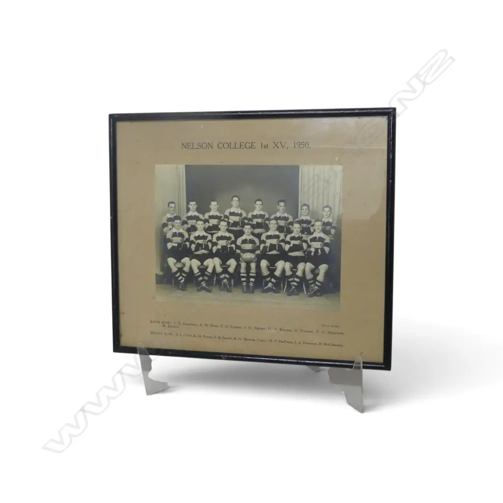 FRAMED NELSON COLLEGE 1st XV 1950, 245x285mm Image 1++