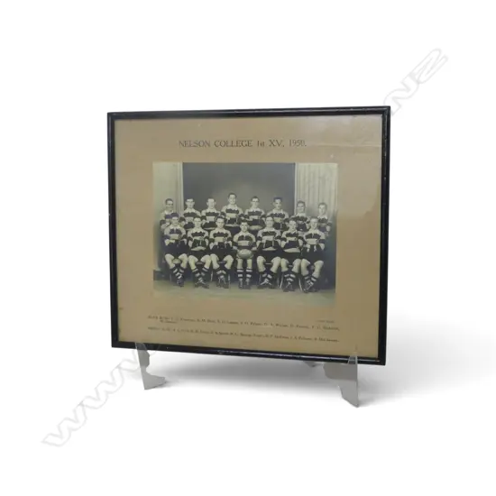FRAMED NELSON COLLEGE 1st XV 1950, 245x285mm