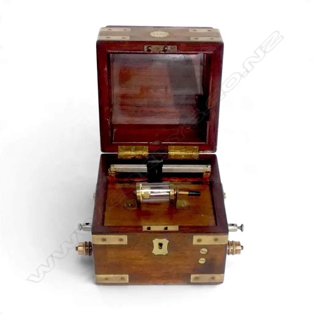 1798 GEORGE III MAHOGANY SHIPS CHRONOMETER CASE CONVERTED TO AN ELECTRO-THERAPY MEDICAL DEVICE H.155mm Image 1++