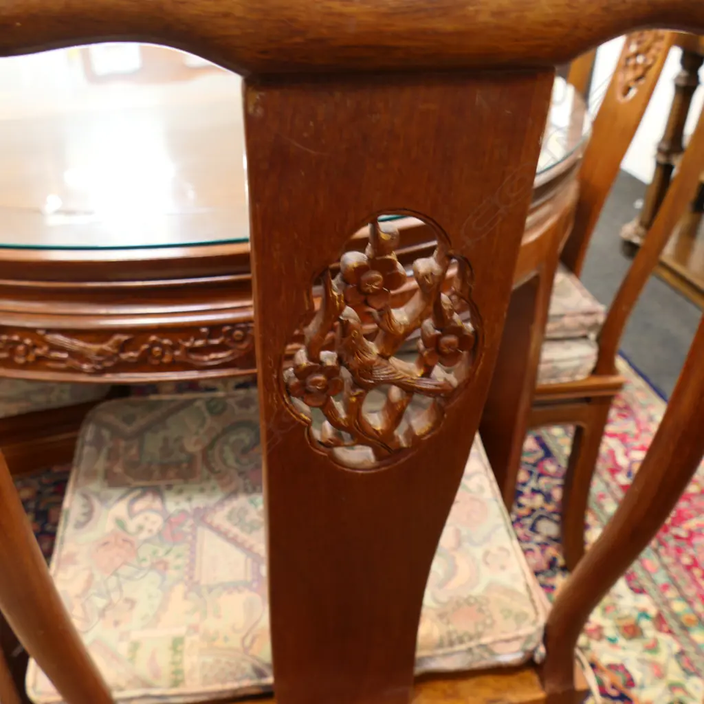 VINTAGE ORIENTAL QUALITY MAHOGANY 6 seater DINING TABLE single leaf & 6 CHAIRS 960 x 1470 x 780mm Image 1++