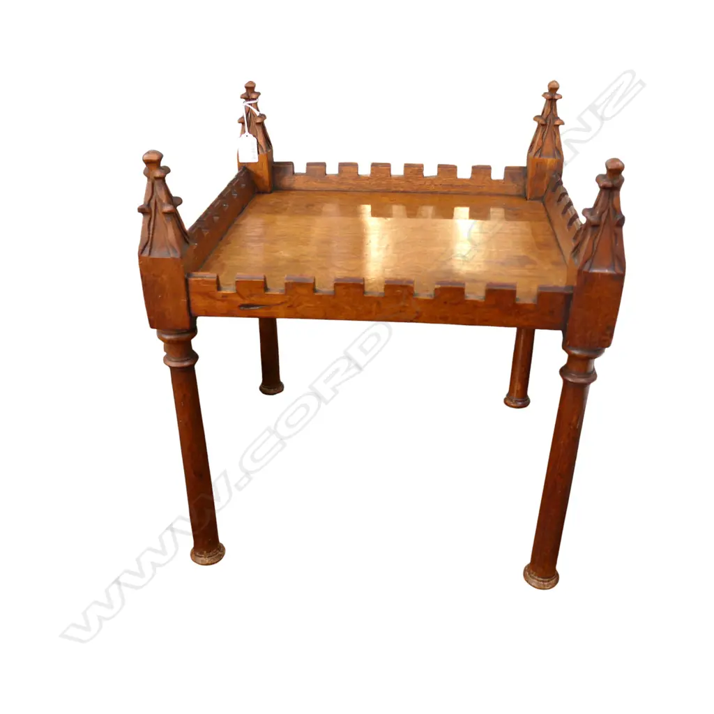 ANTIQUE OAK SIDE TABLE carved detail 410x410x455mm Image 1++