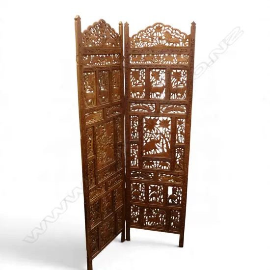 CARVED WOODEN 2 PANEL SCREEN H.1810mm W.505mm