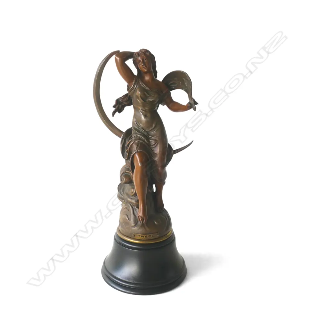 SPELTER FIGURINE 'PHEBE' AFTER EMILE BRUCHON H.460mm - small tear fault Image 1++