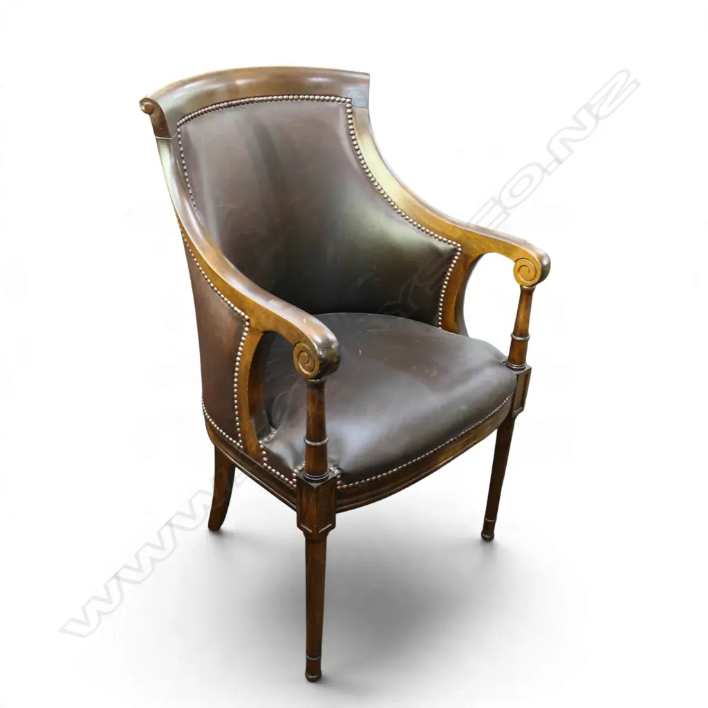 MAHOGANY CAPTAINS CHAIR WITH LEATHER UPHOLSTERY H. 900MM Image 1++
