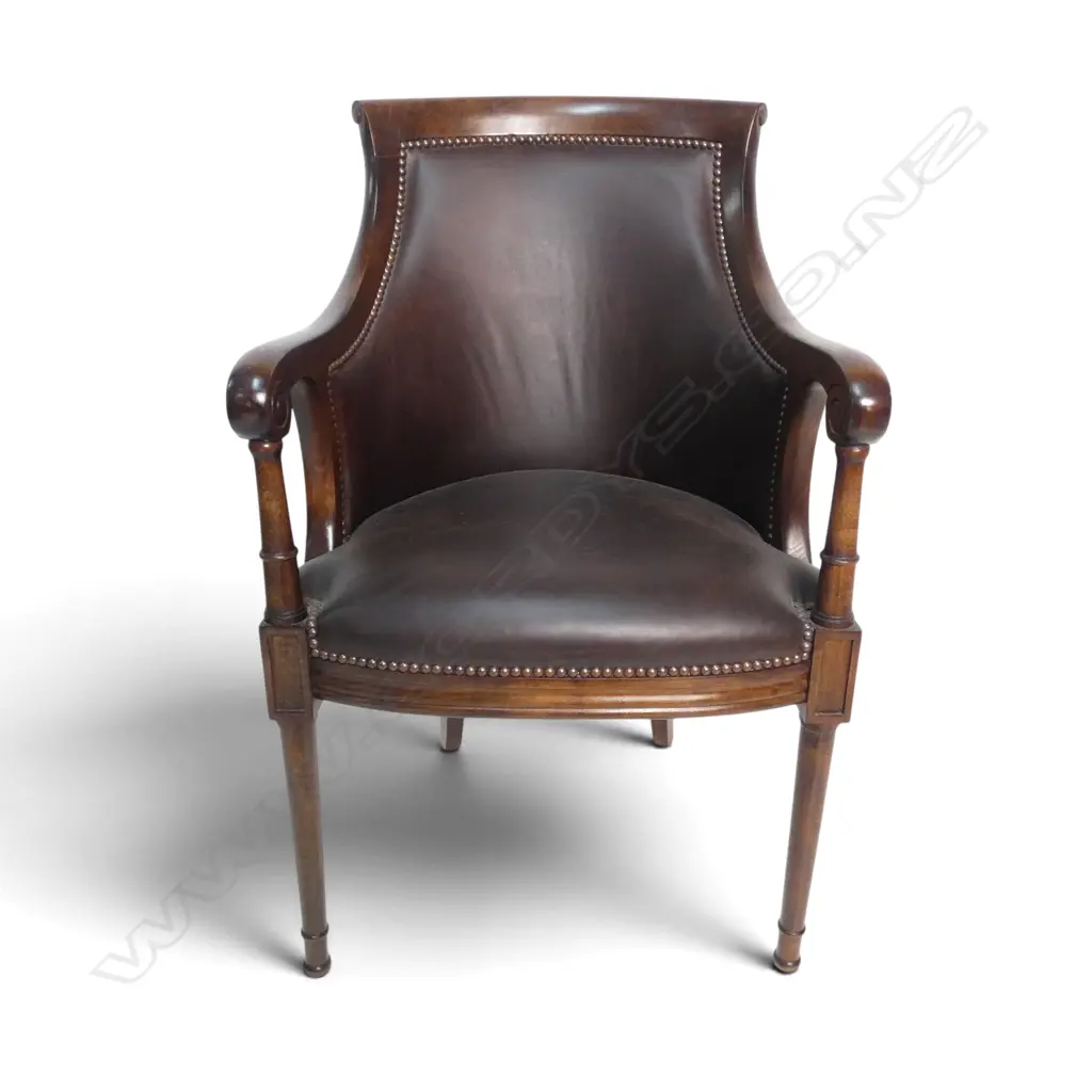 MAHOGANY CAPTAINS CHAIR WITH LEATHER UPHOLSTERY H. 900MM Image 1++