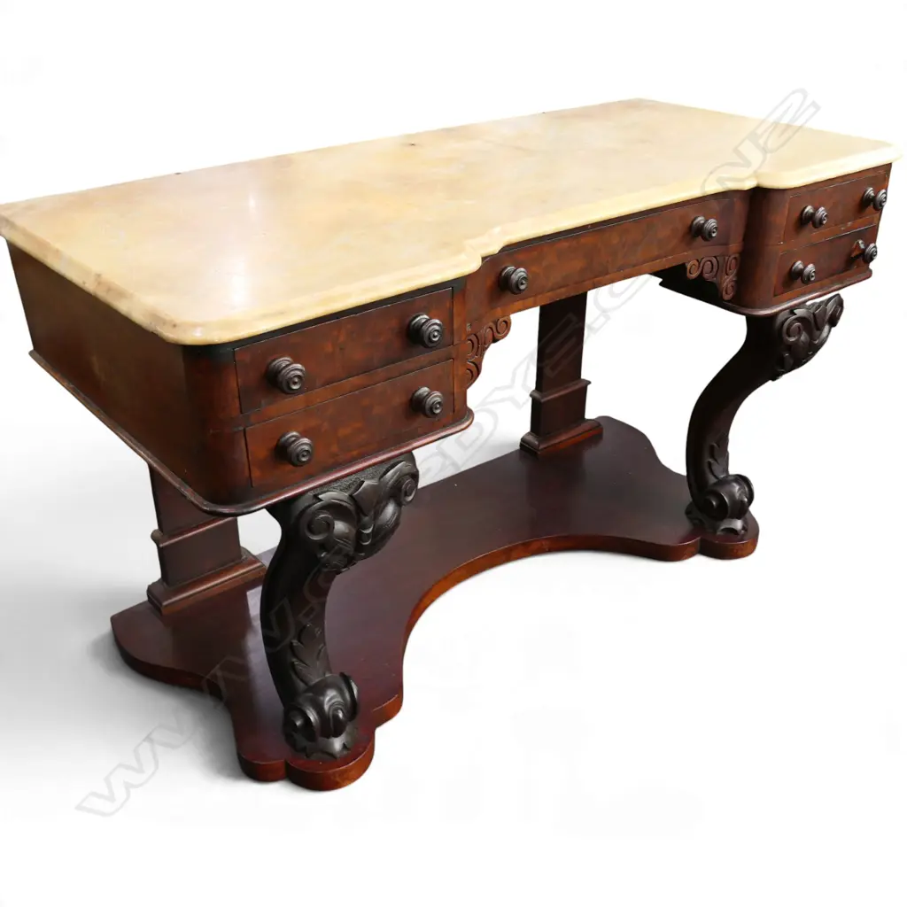 VICTORIAN MAHOGANY MARBLE TOP DRESSING TABLE Image 1++