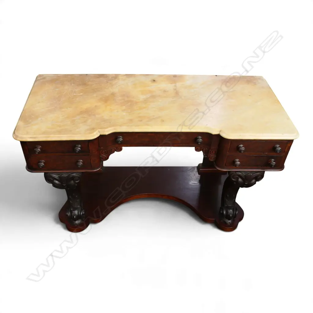 VICTORIAN MAHOGANY MARBLE TOP DRESSING TABLE Image 1++
