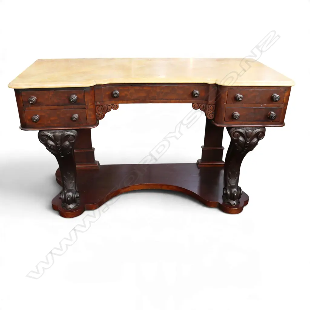 VICTORIAN MAHOGANY MARBLE TOP DRESSING TABLE Image 1++