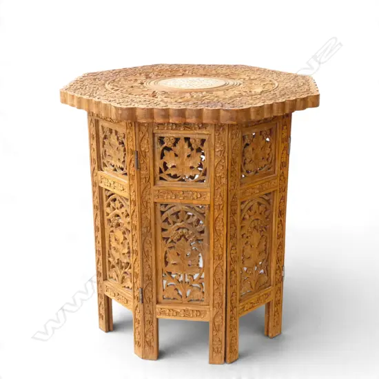 CARVED WOODEN SIDE TABLE H.400mm, 400mm dia