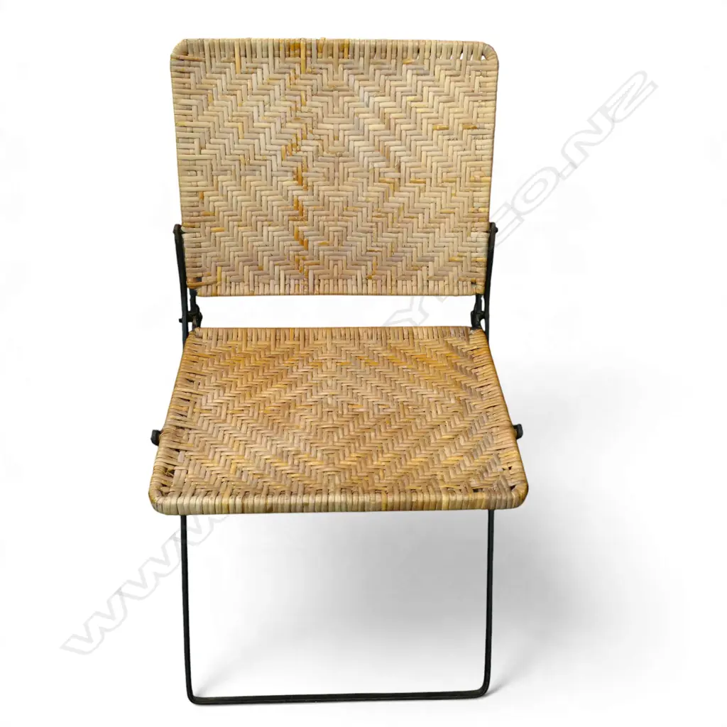 2 METAL & WOVEN CANE FOLDING CHAIRS H.730mm Image 1++