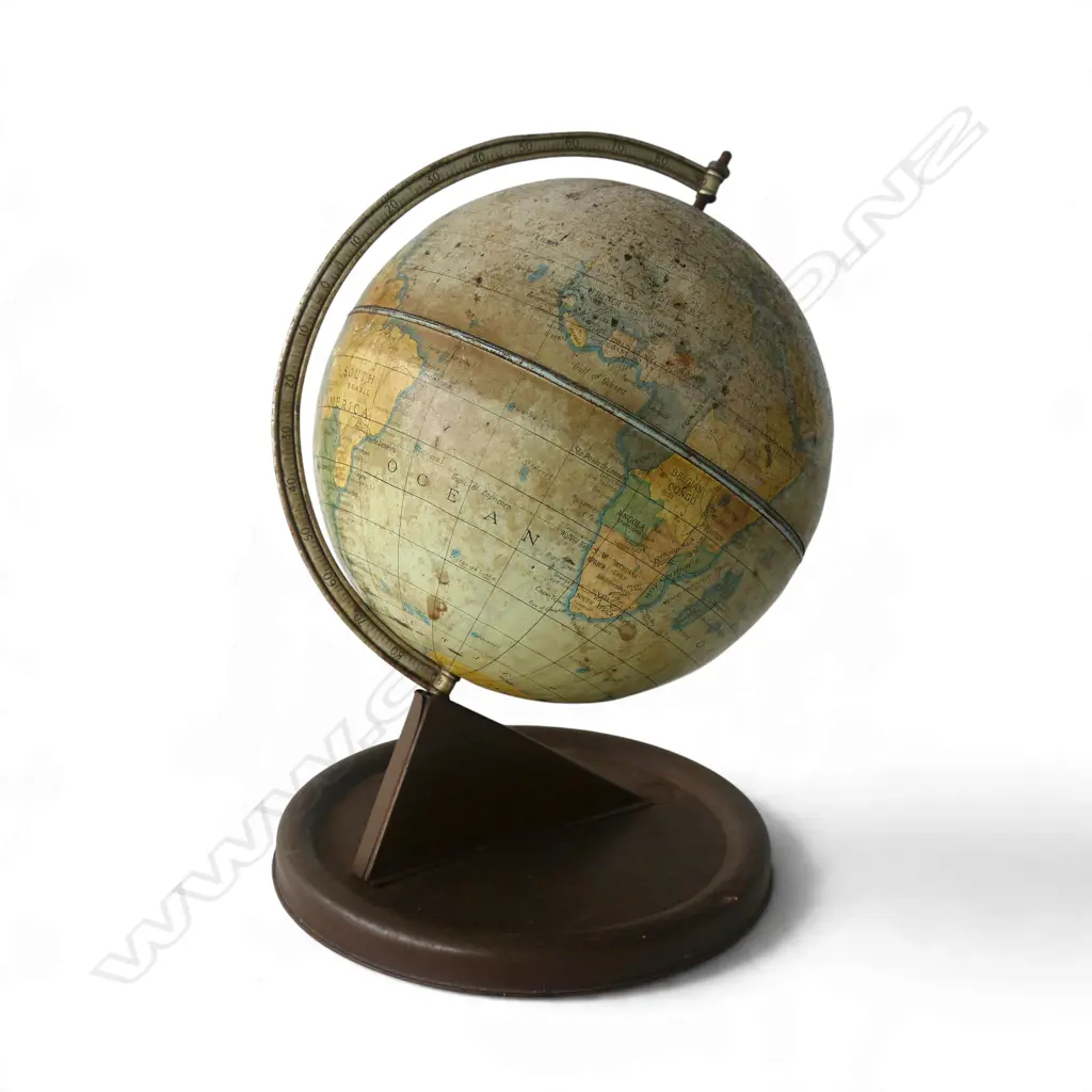 VINTAGE TIN WORLD GLOBE 'CHAD VALLEY' H.260mm Image 1++