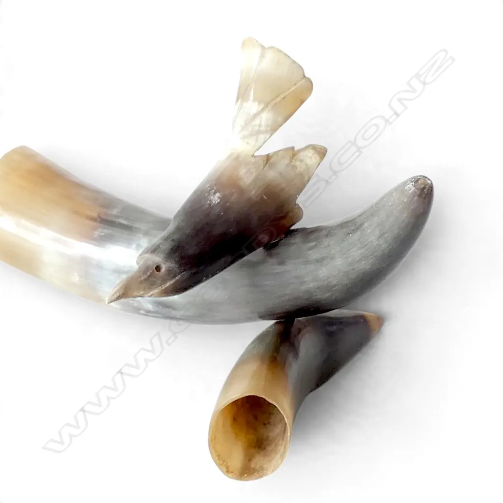 5 HORN PIECES (1 MODELLED AS A BIRD ON A BRANCH H.175mm) Image 1++