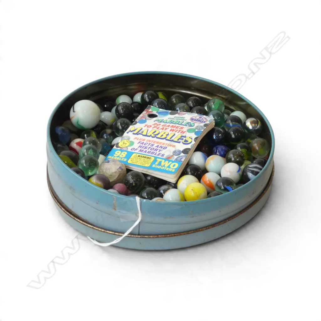 TIN OF MARBLES 180mm dia Image 1++