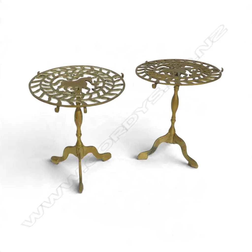 2 BRASS TRIVETS H.240mm Image 1++