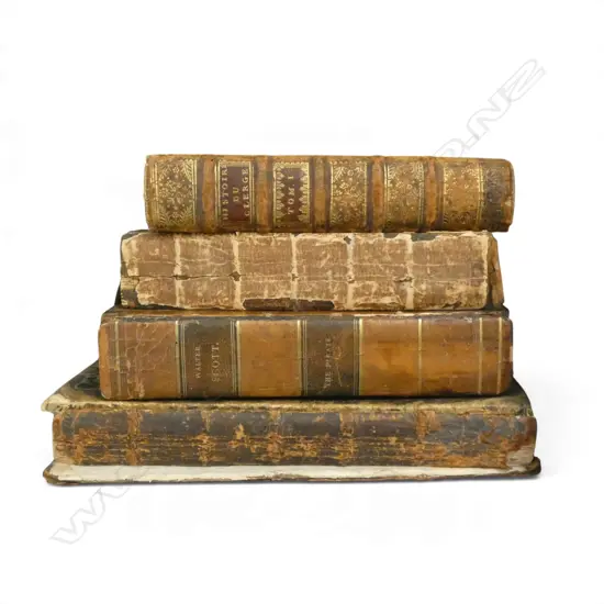 4 18th/19thC books; 'The printer's Grammar, Histoire du Clerge Seculier et Regulier, The Pirate, Alcibiades a Tragedy