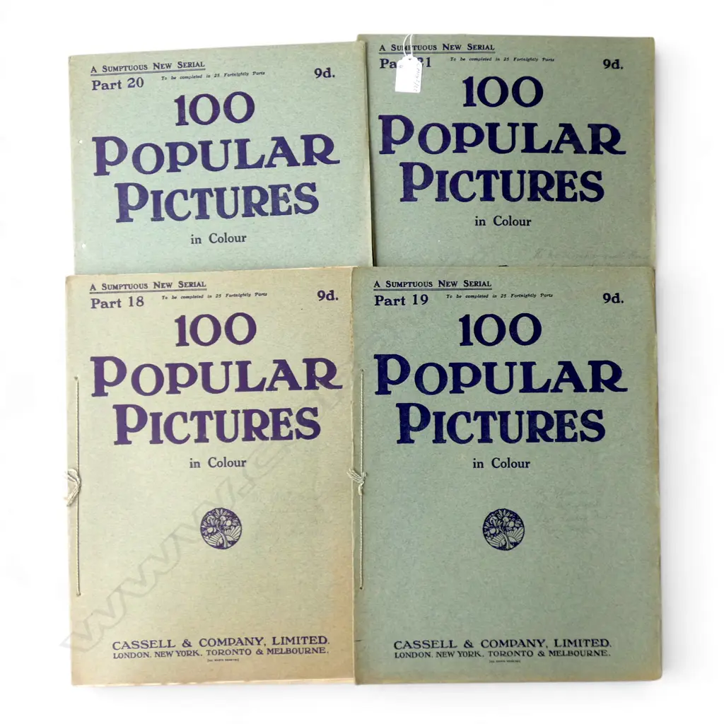 C.1910 FOUR PUBLICATIONS ‘100 POPULAR PICTURES IN COLOUR’ PART 18-21, L.385mm Image 1++