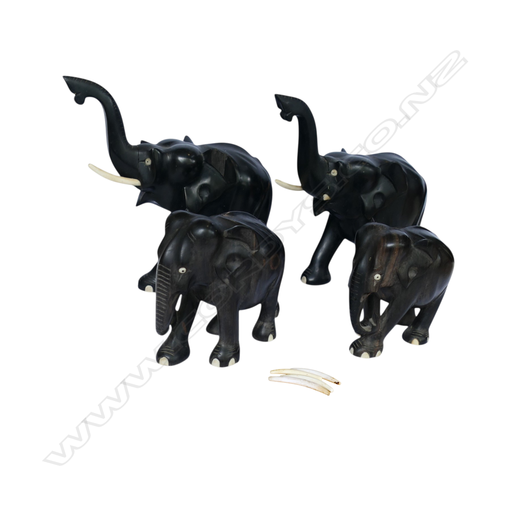 4 EBONY ELEPHANTS H.220mm FAULTS Image 1++