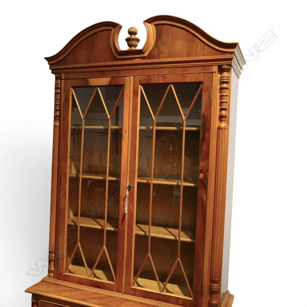 YEW WOOD BOOKCASE CABINET escutcheons missing from base cabinet 990x400x2180mm Image 1++