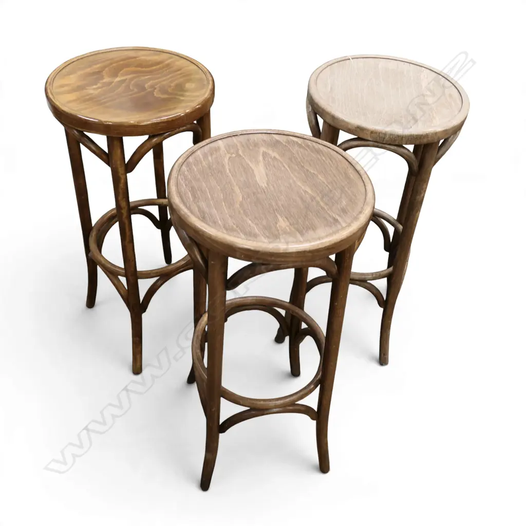 3 BENTWOOD KITCHEN STOOLS H.810mm some fading Image 1++