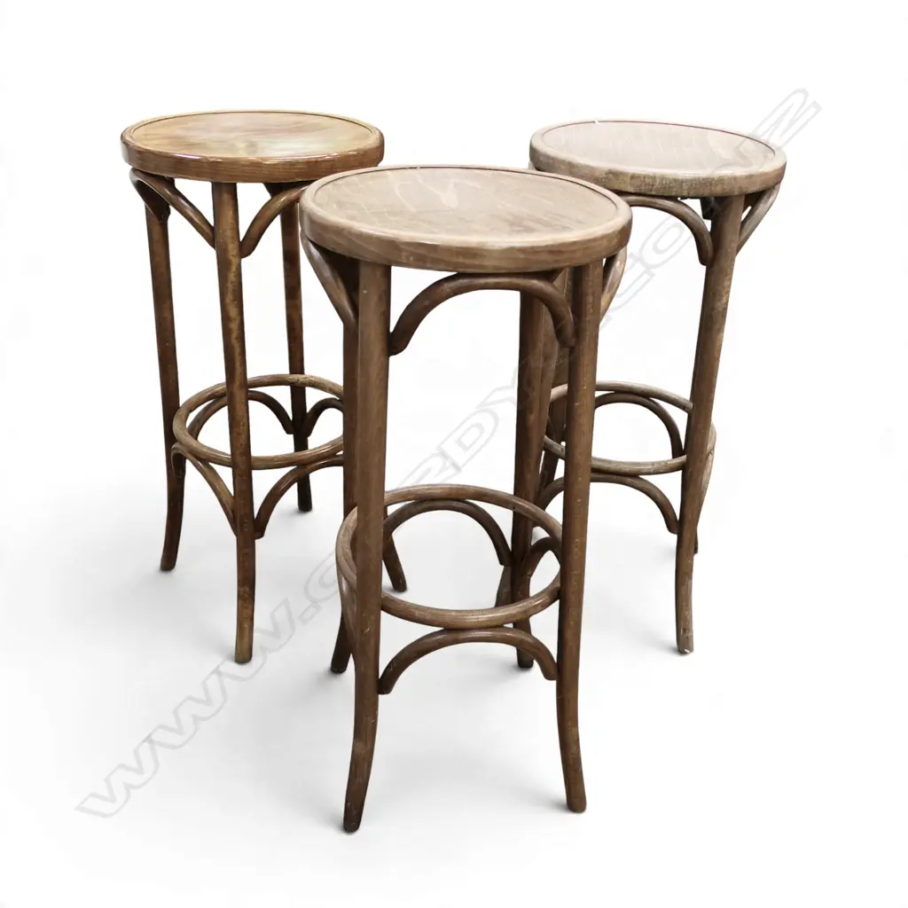 3 BENTWOOD KITCHEN STOOLS H.810mm some fading Image 1++