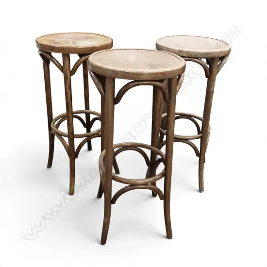3 BENTWOOD KITCHEN STOOLS H.810mm some fading