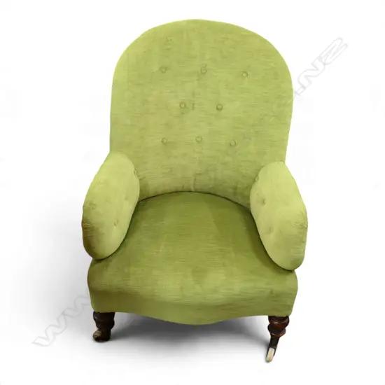 GREEN UPHOLSTERED ARMCHAIR 