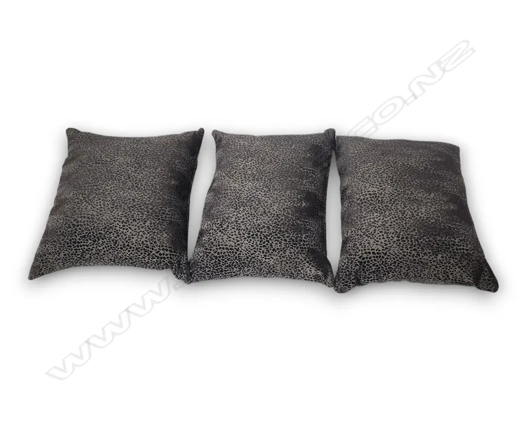 SET OF DARK CHARCOAL-GREY LEOPARD-PRINT DECORATIVE THROW PILLOWS WITH A TEXTURED VELVET FINISH A/F Image 1++